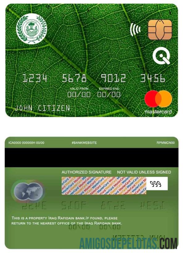 Iraque Rafidain Bank Mastercard modelo
